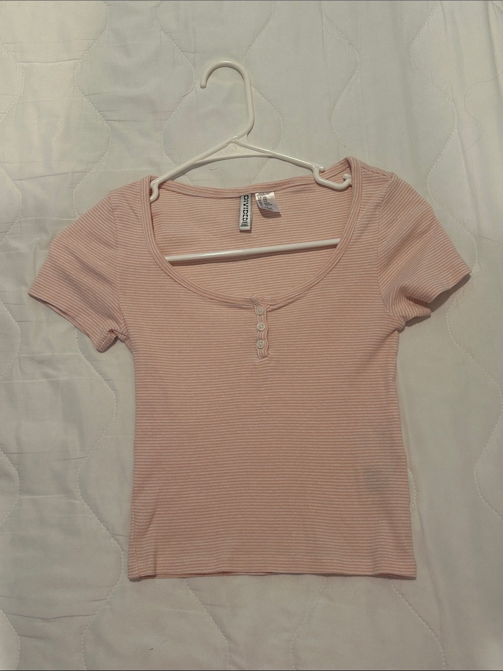H&M pink & white stripped top